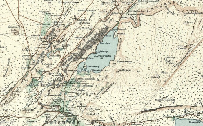 Gamalt kort af Kleifarvatni - map.is