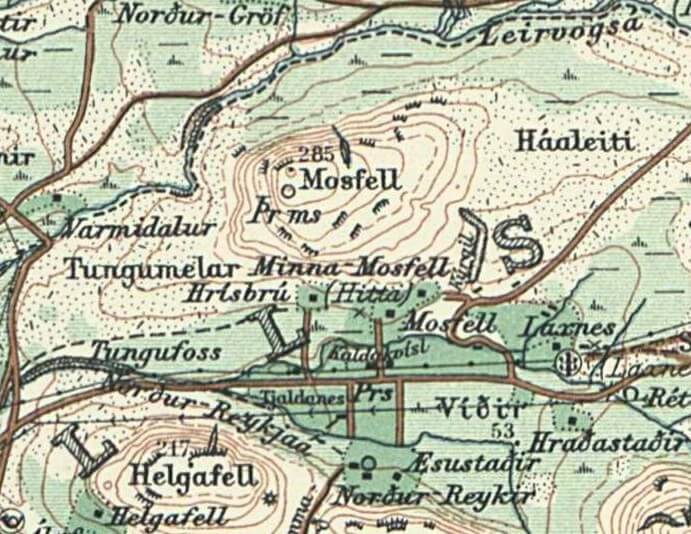 Gamalt kort af Mosfelli - map.is