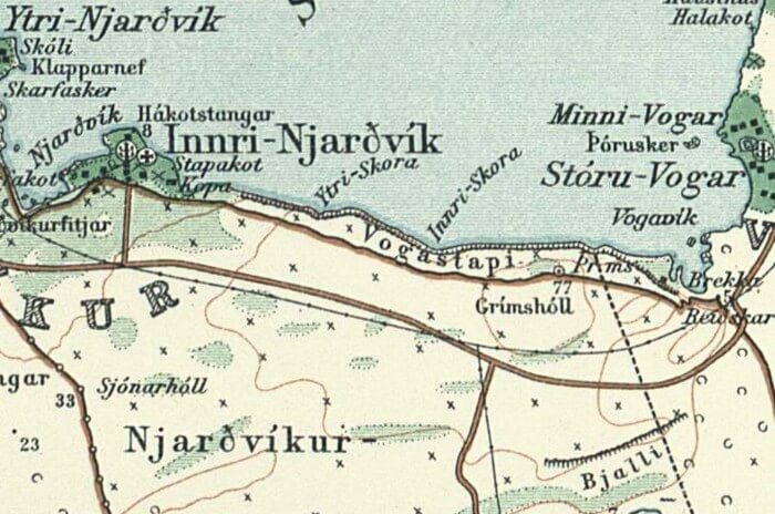 Gamalt kort af Vogastapa - map.is